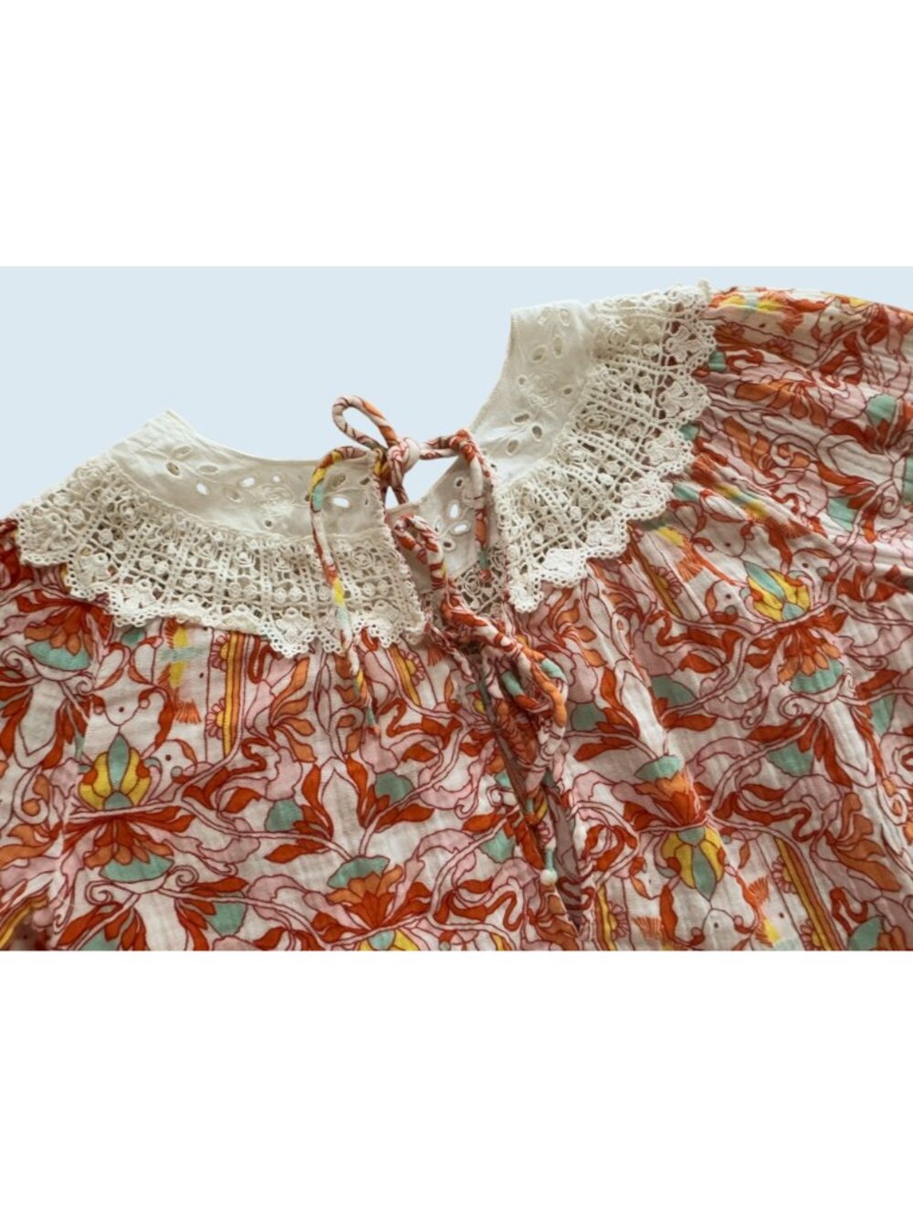 ANTHROPOLOGIE Florence Floral Lace Detail Lounge Dress Sz 2 - Picture 7 of 8